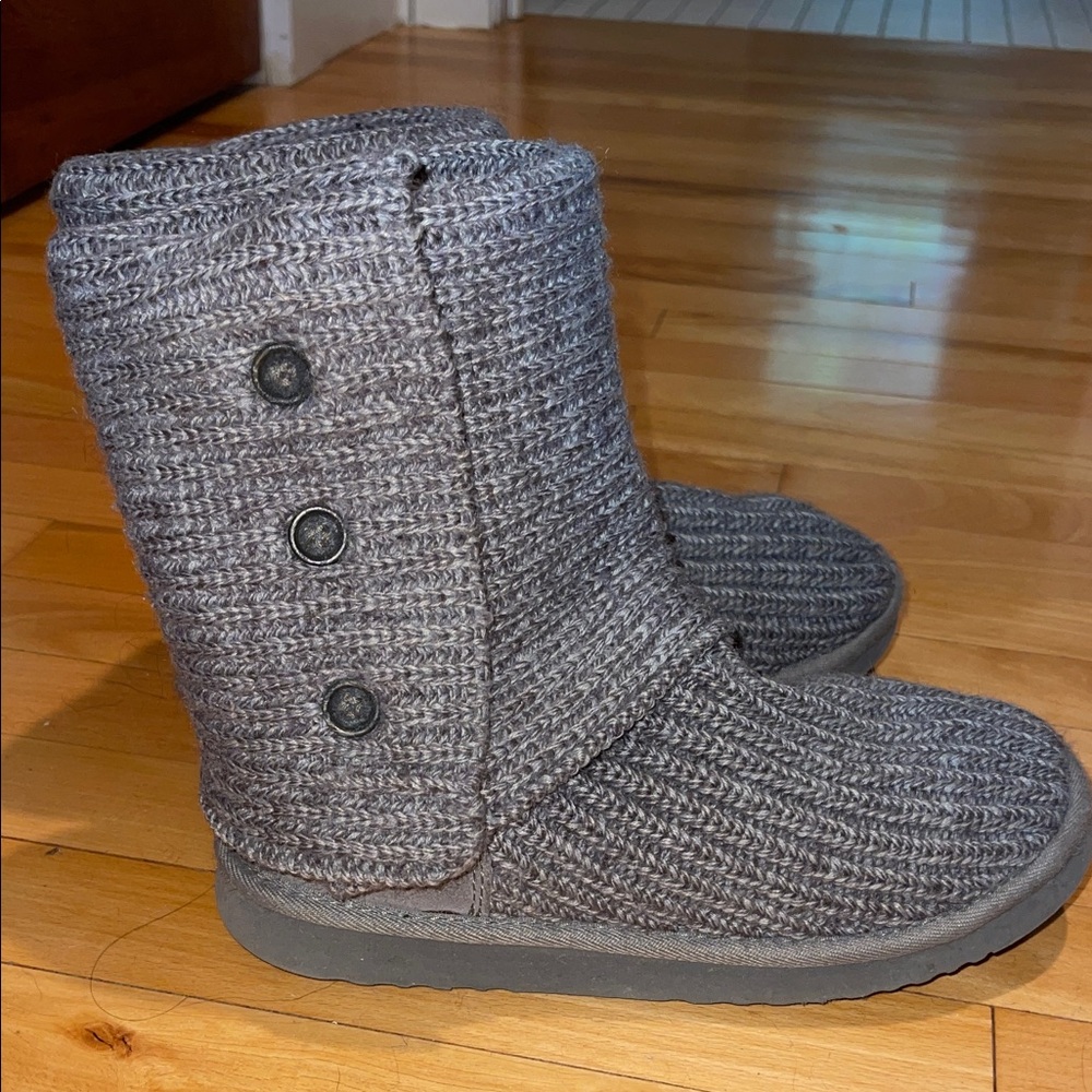 UGG Cardy Gray Knit Convertible Boots - Picture 5 of 9